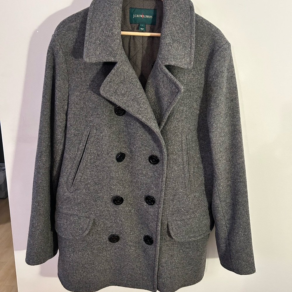 SOLD-J. Crew Vintage Charcoal Heavy Wool Pea Coat Thinsulate